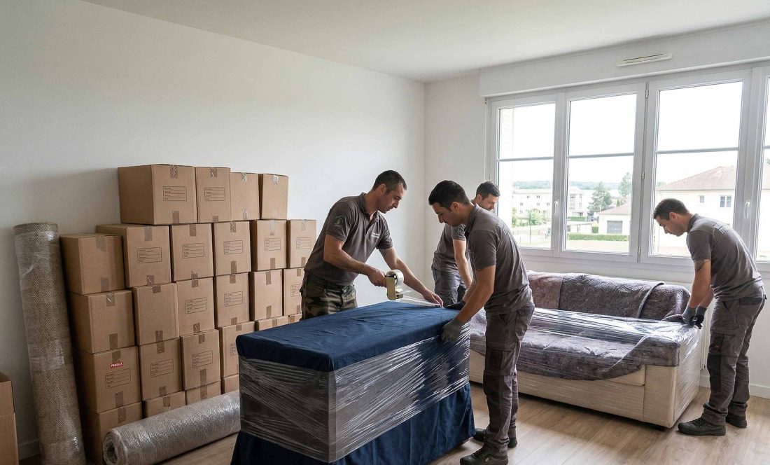 Protection du mobilier dans un appartement avant un déménagement militaire en Île-de-France