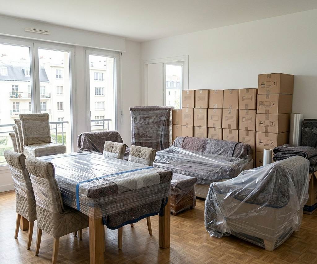 Mobilier protégé avant demande de devis pour un déménagement militaire